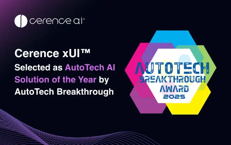 Cerence xUI Selected as AutoTech AI Solution of the Year by AutoTech Breakthrough